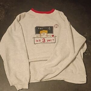 Gray Crew Neck Sweater with Graphic Print